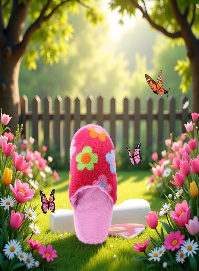 Tustao Pink Flowers Cute Pet Puppy Dog Cat Slipper Shape Plush Chew Play Toy Flip-Flops Squeaky Toys Dog Squeak Toys Pet Supplies - Image 2